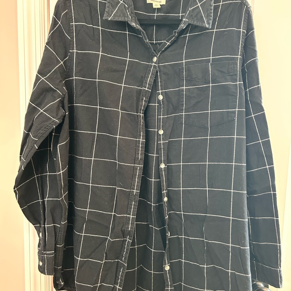 Good Threads Men's Dark Checkered Button Down Shirt